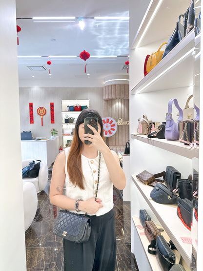 Chanel CC Braided Saddle Flap in Quilted Lambskin