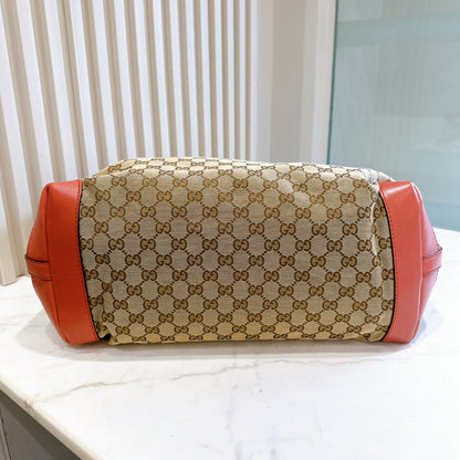 Gucci Canvas Large Tote Bag in Pink Leather