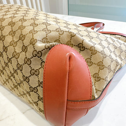 Gucci Canvas Large Tote Bag in Pink Leather