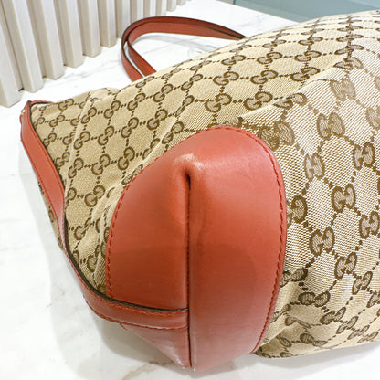 Gucci Canvas Large Tote Bag in Pink Leather