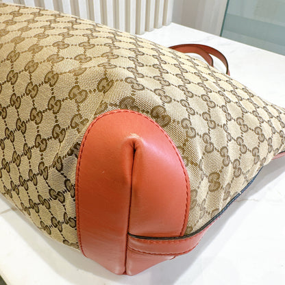 Gucci Canvas Large Tote Bag in Pink Leather