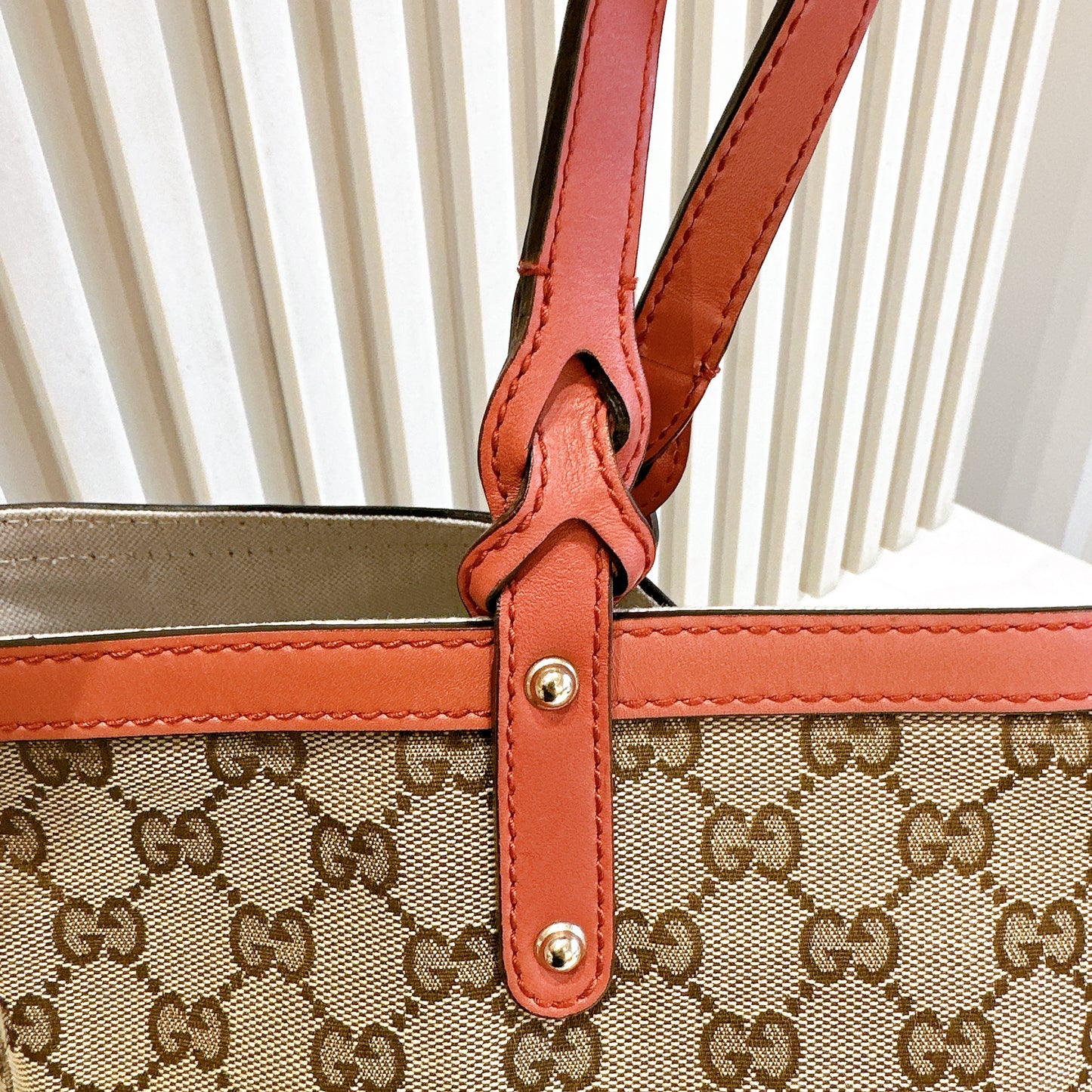 Gucci Canvas Large Tote Bag in Pink Leather