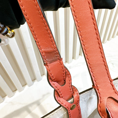 Gucci Canvas Large Tote Bag in Pink Leather