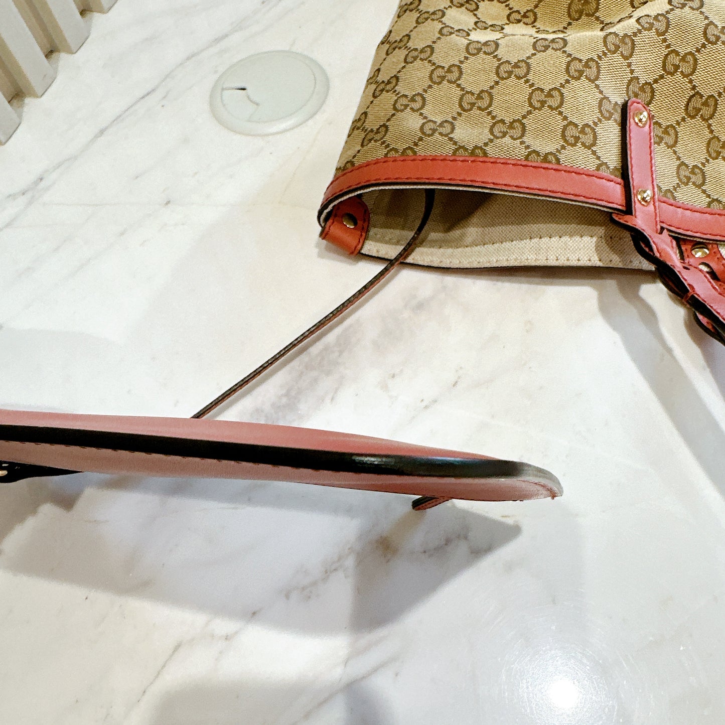 Gucci Canvas Large Tote Bag in Pink Leather