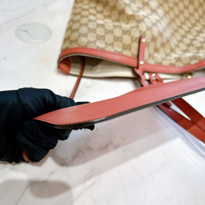 Gucci Canvas Large Tote Bag in Pink Leather