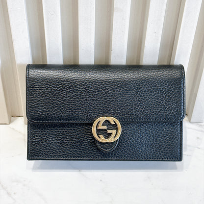 Gucci Interlocking Wallet On Chain in Black