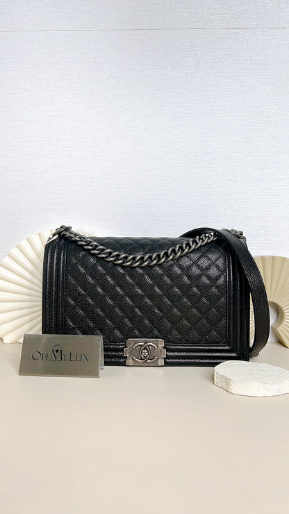 Chanel Boy New Medium in Black Caviar
