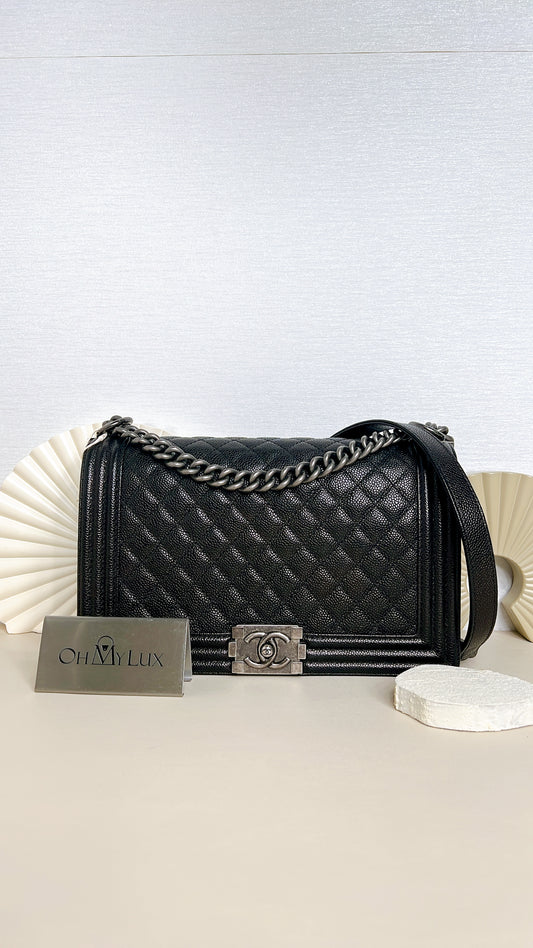 Chanel Boy New Medium in Black Caviar