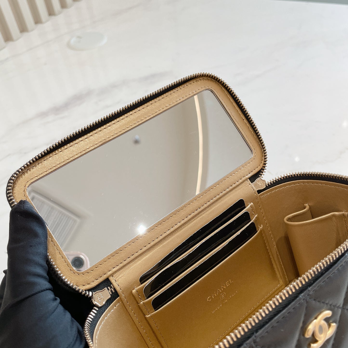 Chanel Vanity Case GHW with Pearl Crush