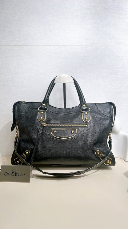 Balenciaga Metallic Edge City Black Medium