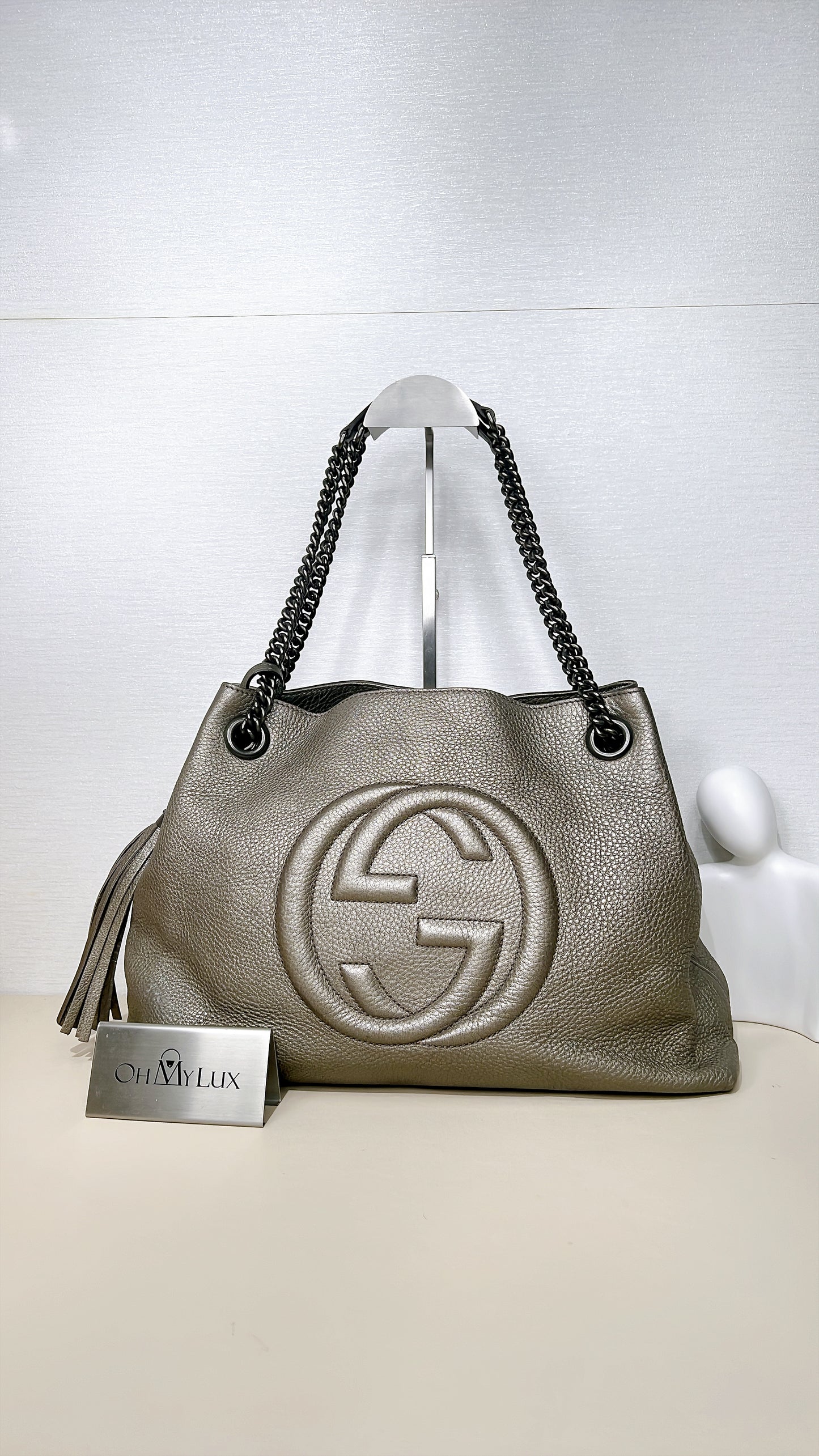 Gucci Soho Tote in Metallic Silver