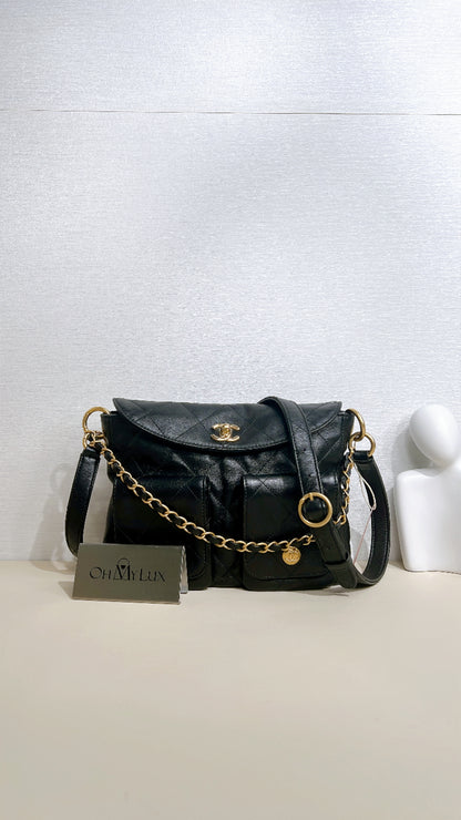 Chanel Supple Twins Hobo Bag in Black