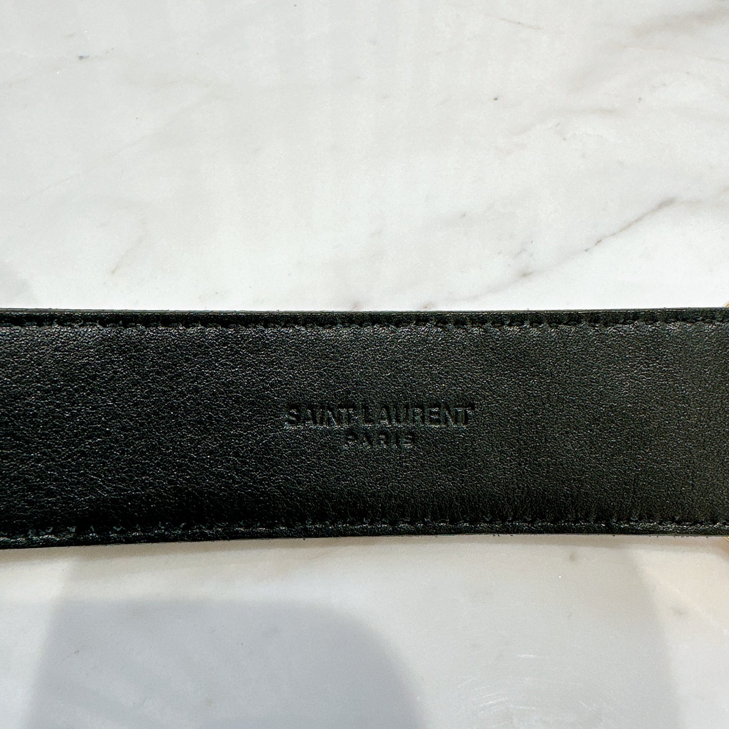 YSL Crocodiler Embossed Belt in Black