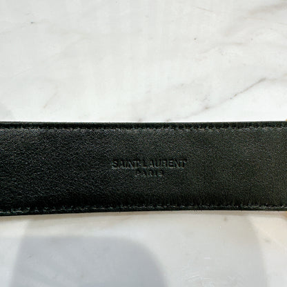 YSL Crocodiler Embossed Belt in Black