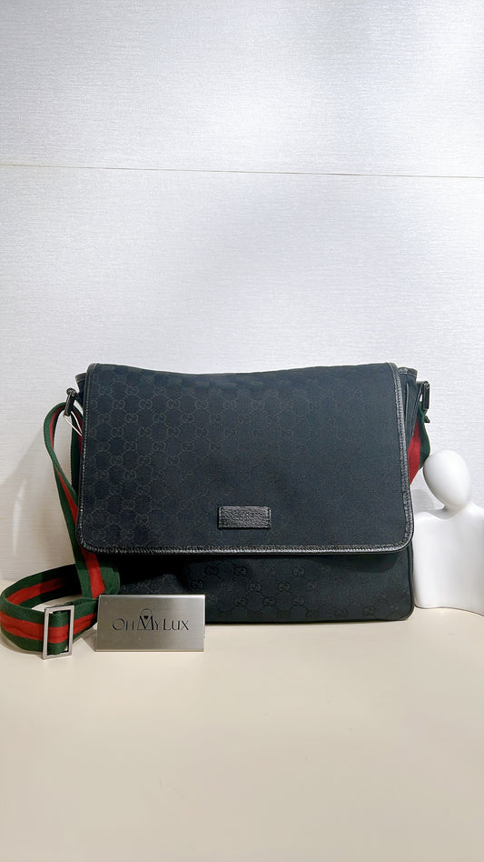 Gucci GG Canvas Web Flap Messenger Bag