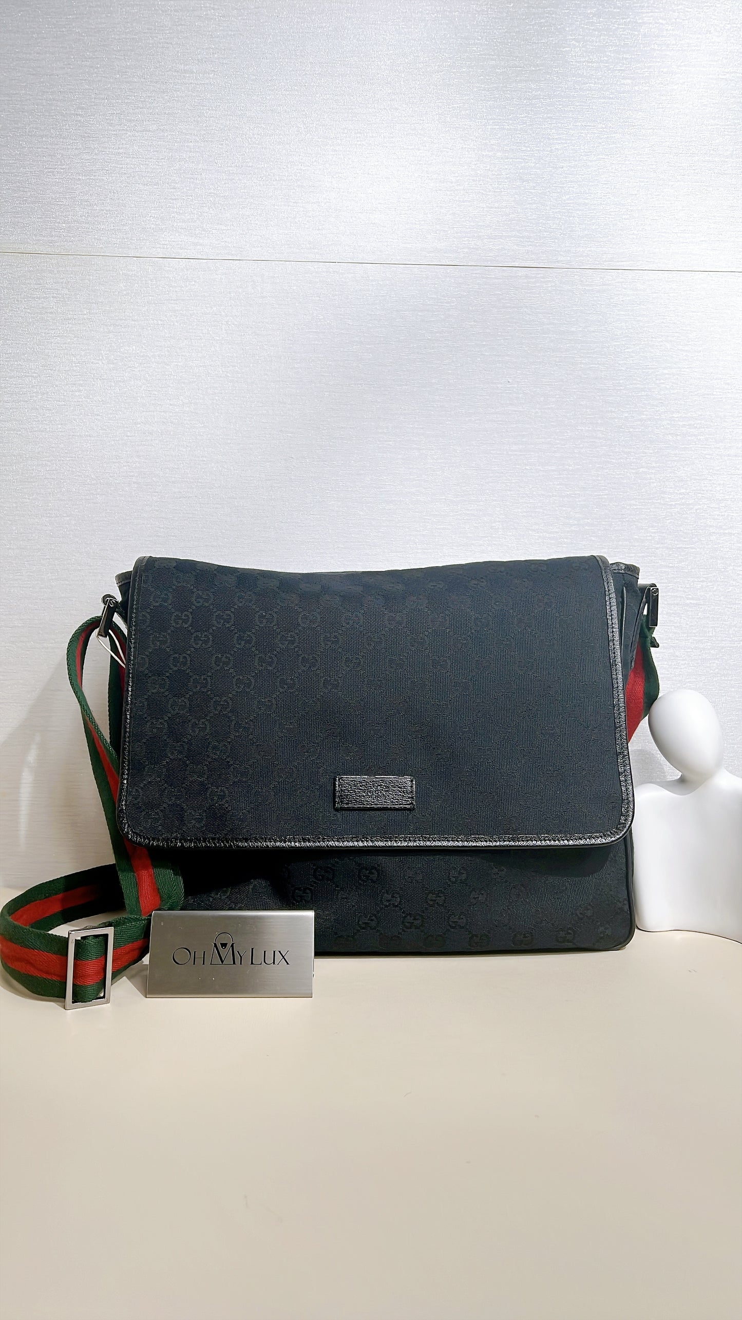 Gucci GG Canvas Web Flap Messenger Bag
