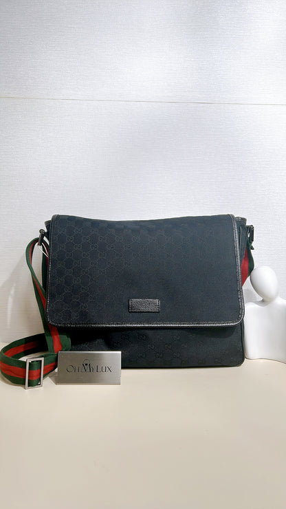 Gucci GG Canvas Web Flap Messenger Bag