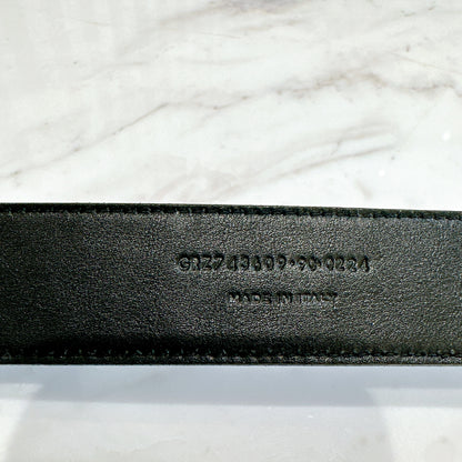 YSL Crocodiler Embossed Belt in Black