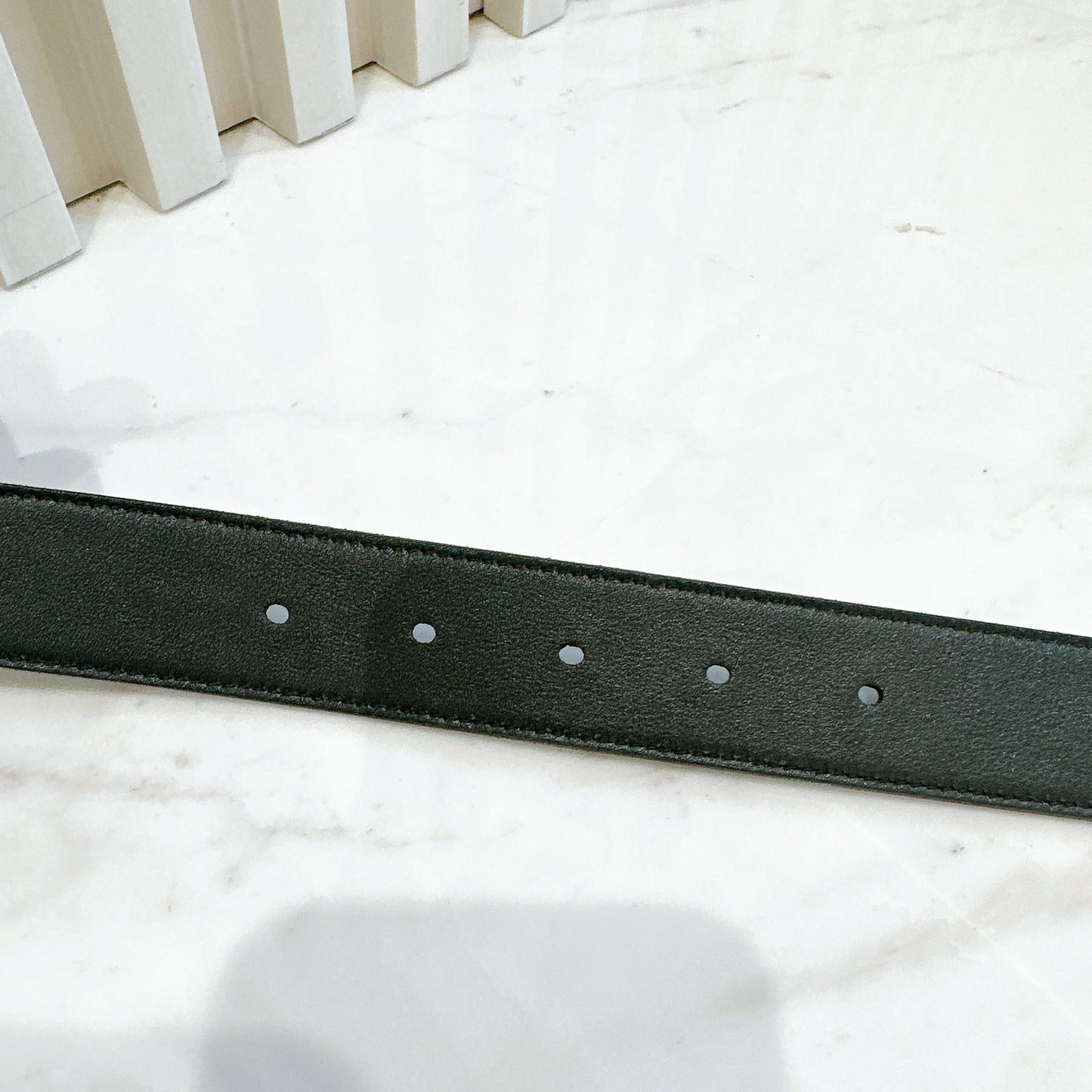 YSL Crocodiler Embossed Belt in Black