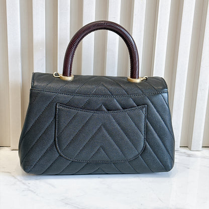Chanel Coco Handle Small in Black Lizard Handle
