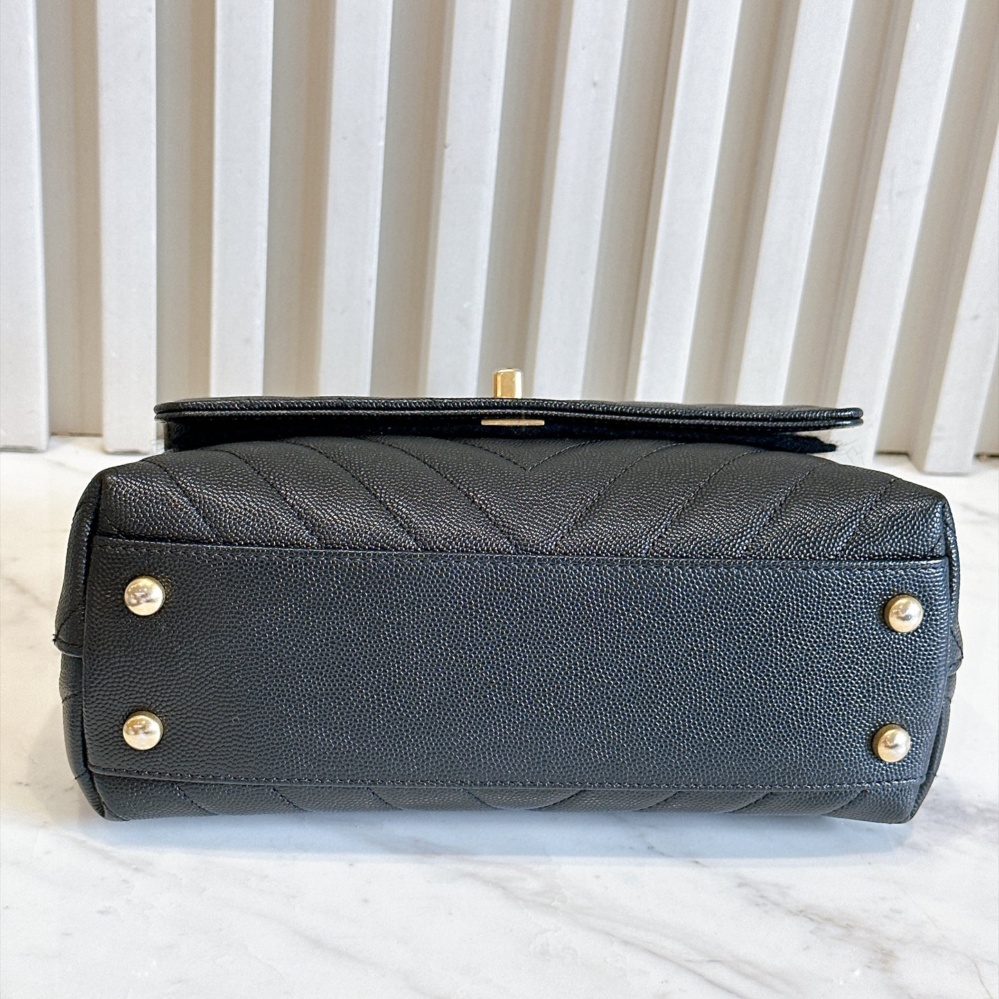 Chanel Coco Handle Small in Black Lizard Handle