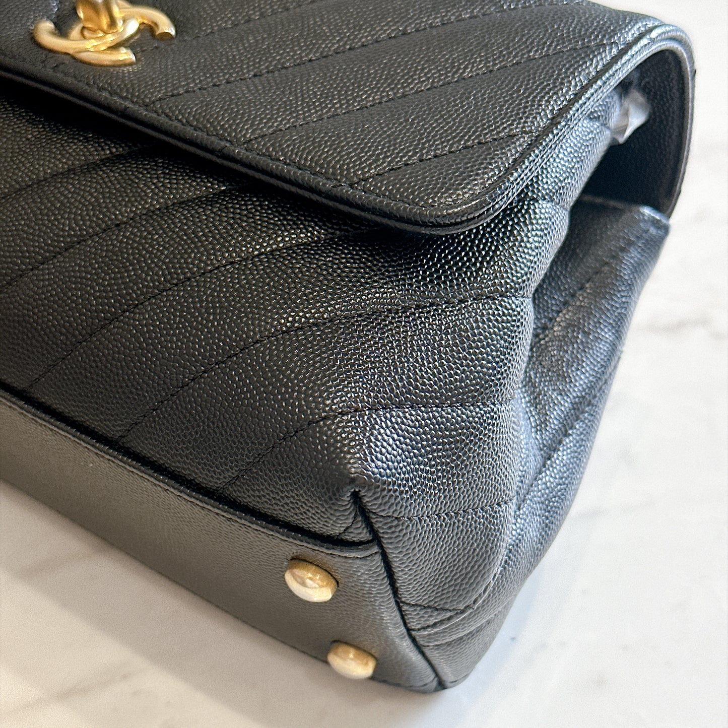 Chanel Coco Handle Small in Black Lizard Handle