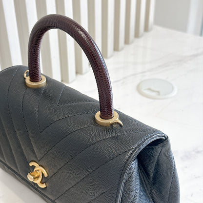 Chanel Coco Handle Small in Black Lizard Handle