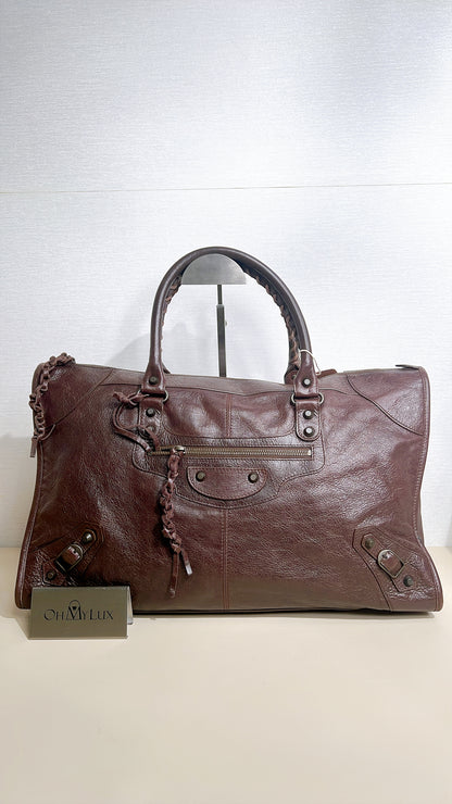 Balenciaga Work Tote in Burgundy Arena Lambskin