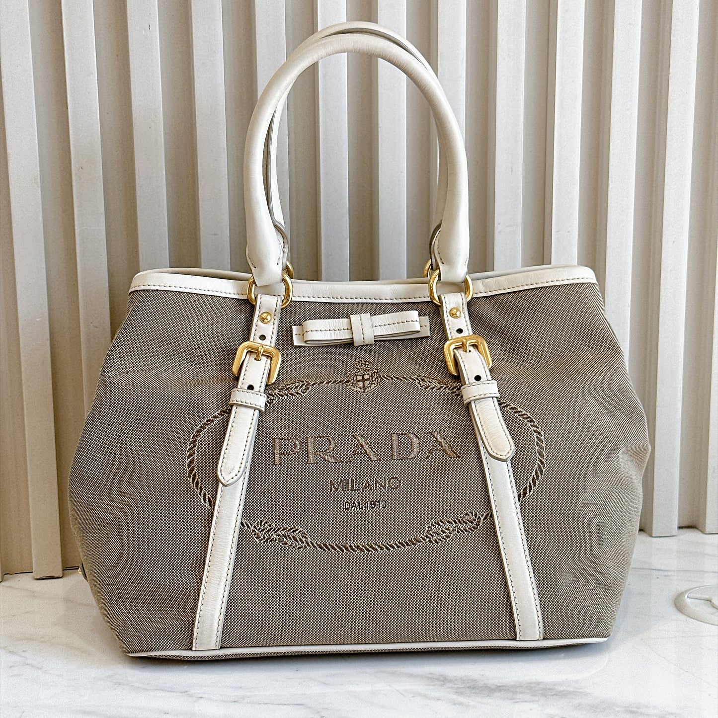 Prada Logo Jacquard Tote Bag