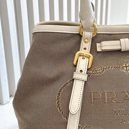 Prada Logo Jacquard Tote Bag