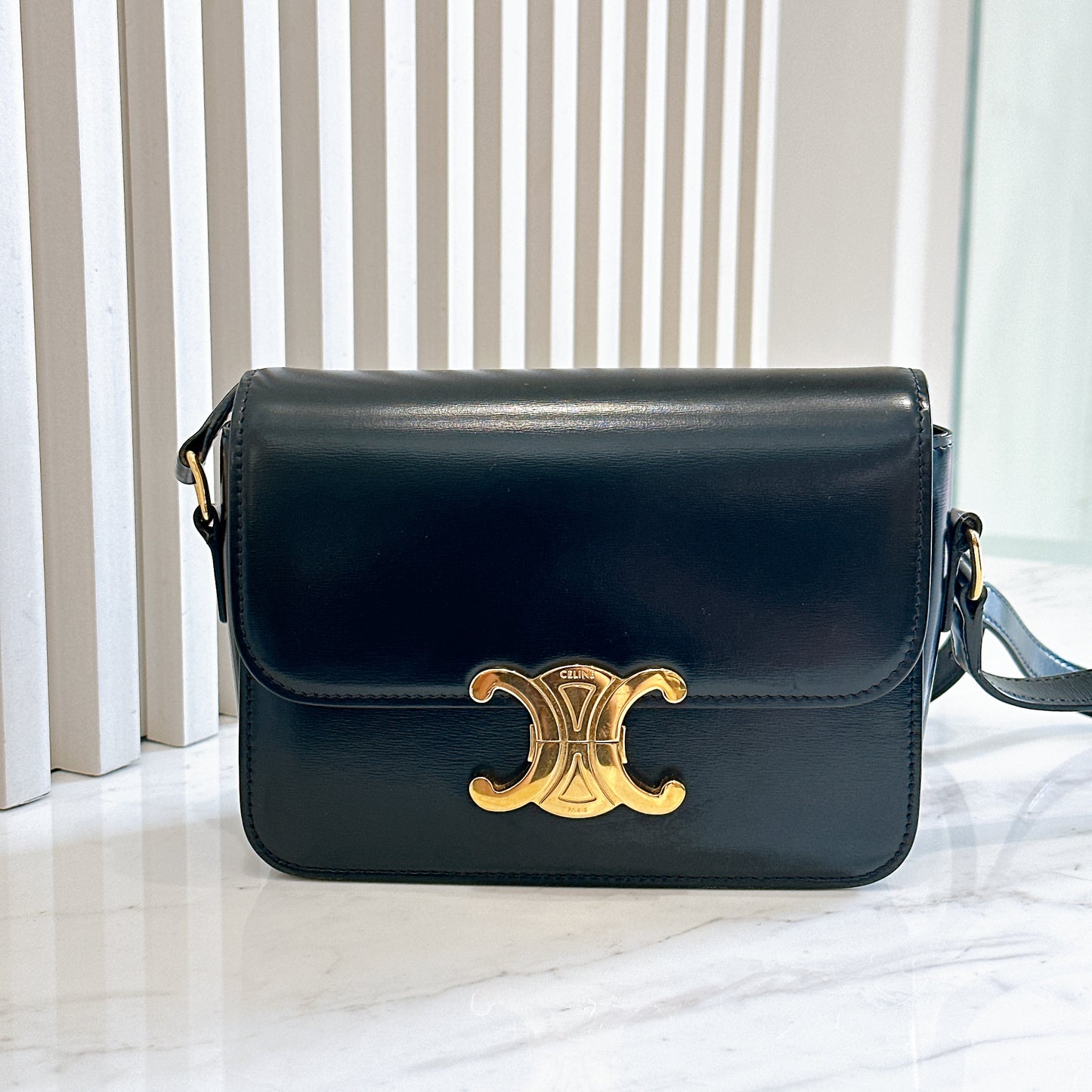 Celine Teen Triomphe in Black Calfskin