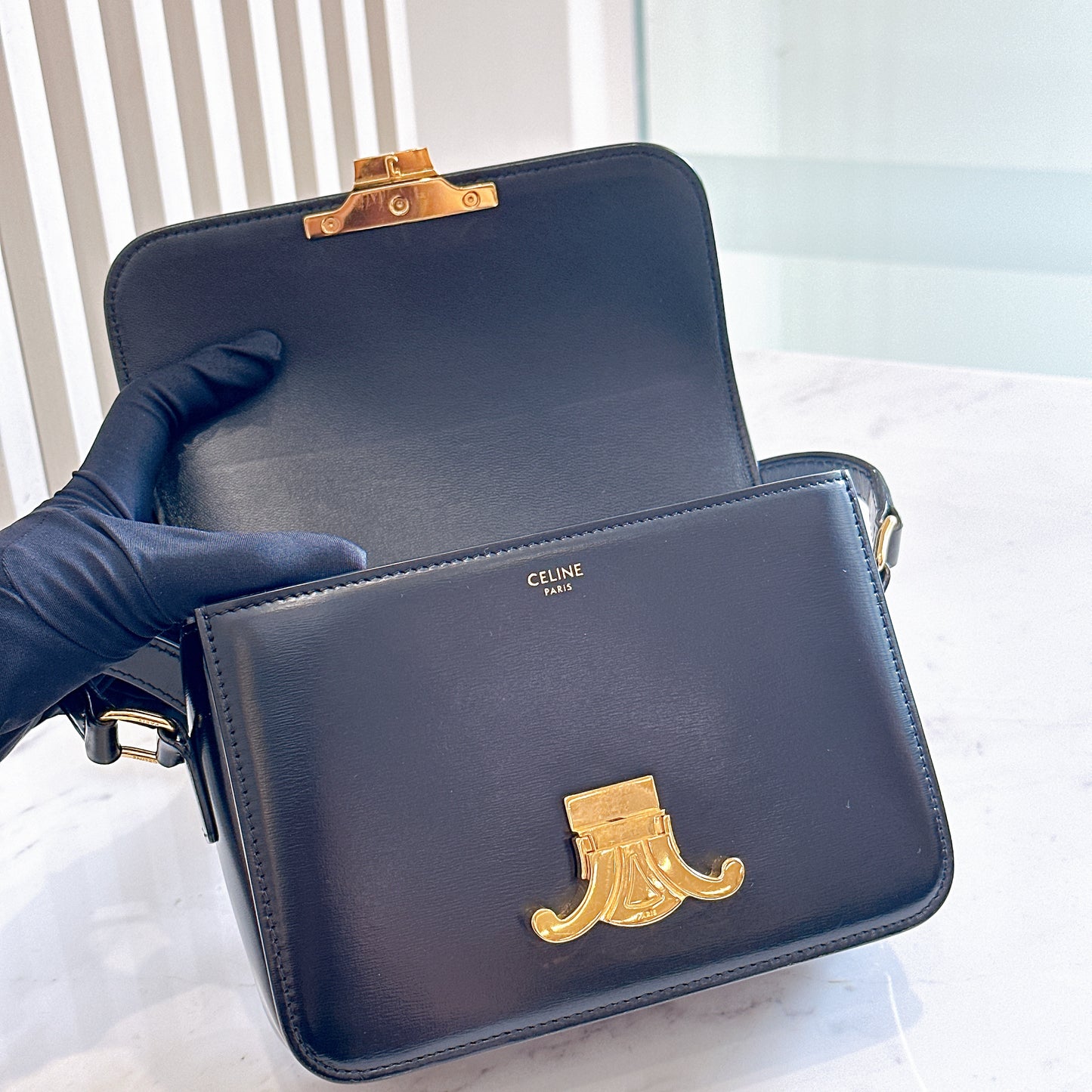 Celine Teen Triomphe in Black Calfskin