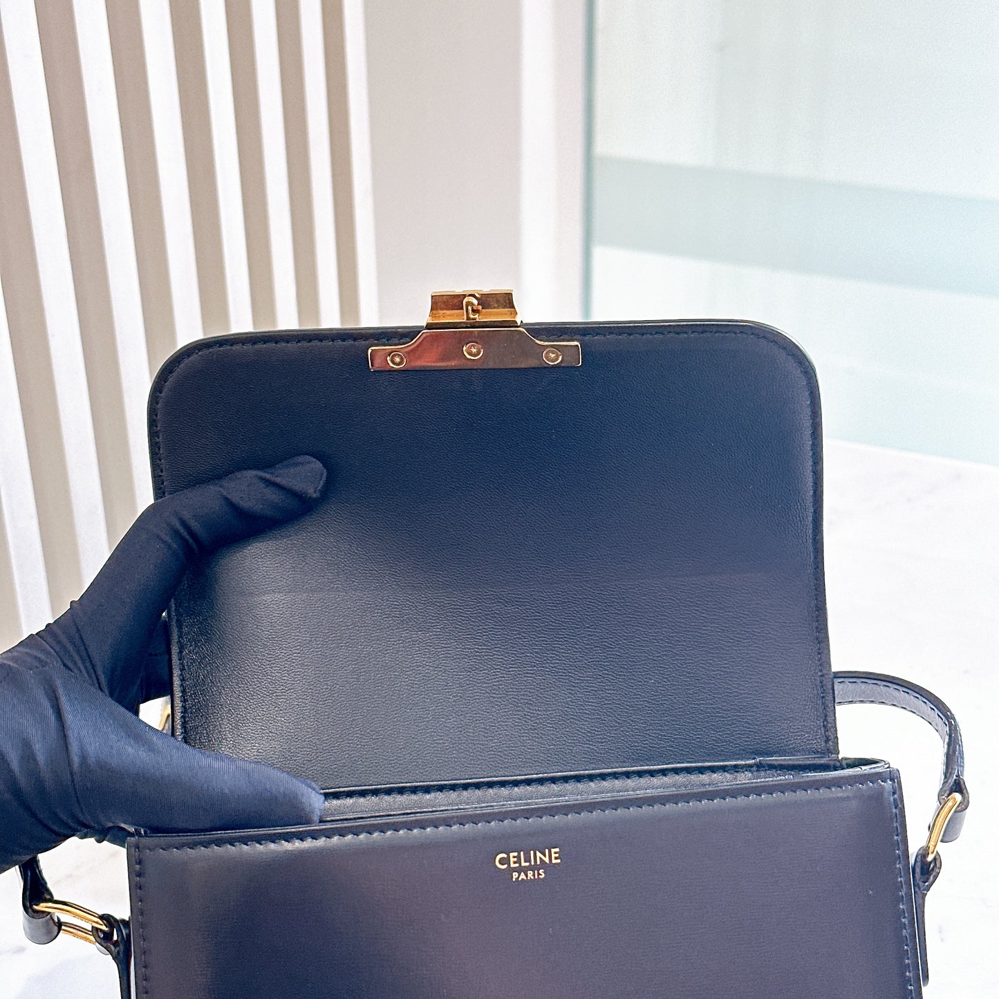Celine Teen Triomphe in Black Calfskin
