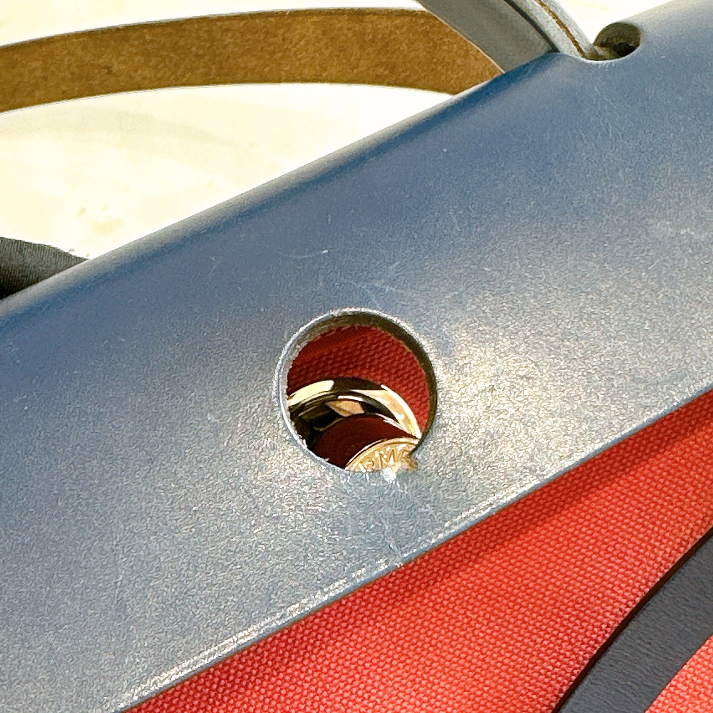 Hermes Herbag Zip 31 in Red Toile Canvas with Blue Leather Accents