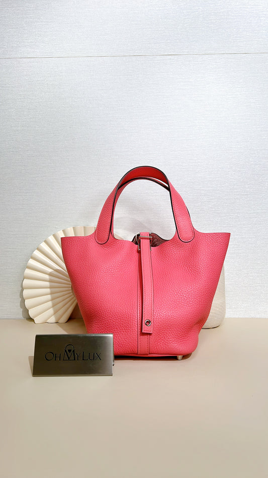 Hermes Picotin 18 in Rose Azalee PHW