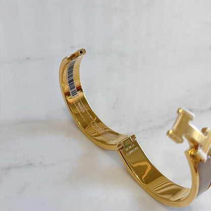Hermes Clic H Bracelet in Marron Glace