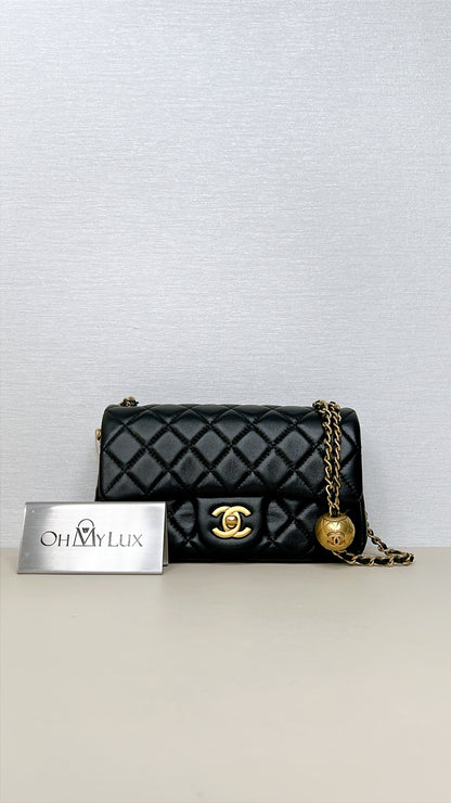Chanel Mini Rectangle with Pearl Crush in Black GHW