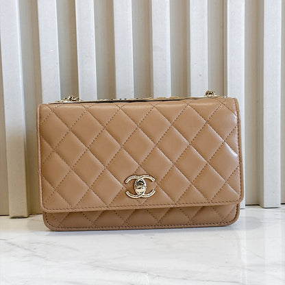 Chanel Trendy CC Wallet On Chain in Beige
