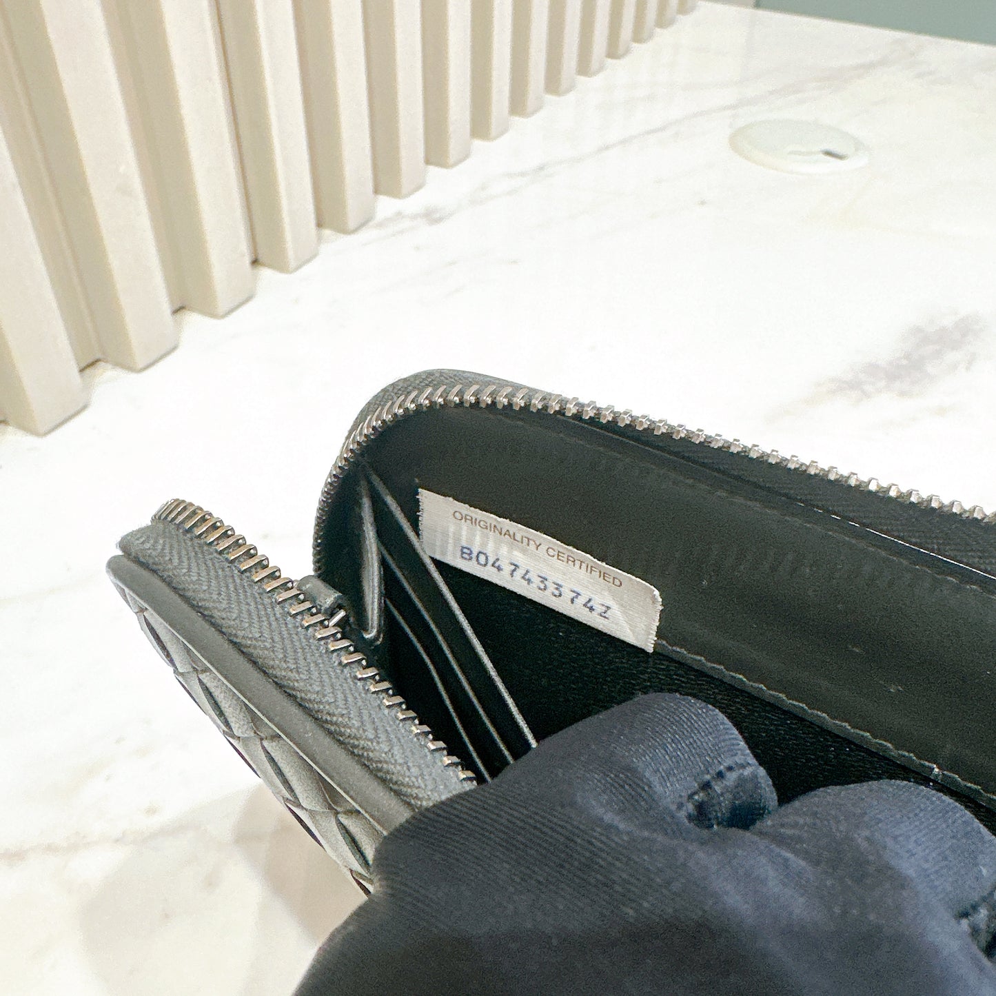 Bottega Veneta Interecciato Wallet in Grey