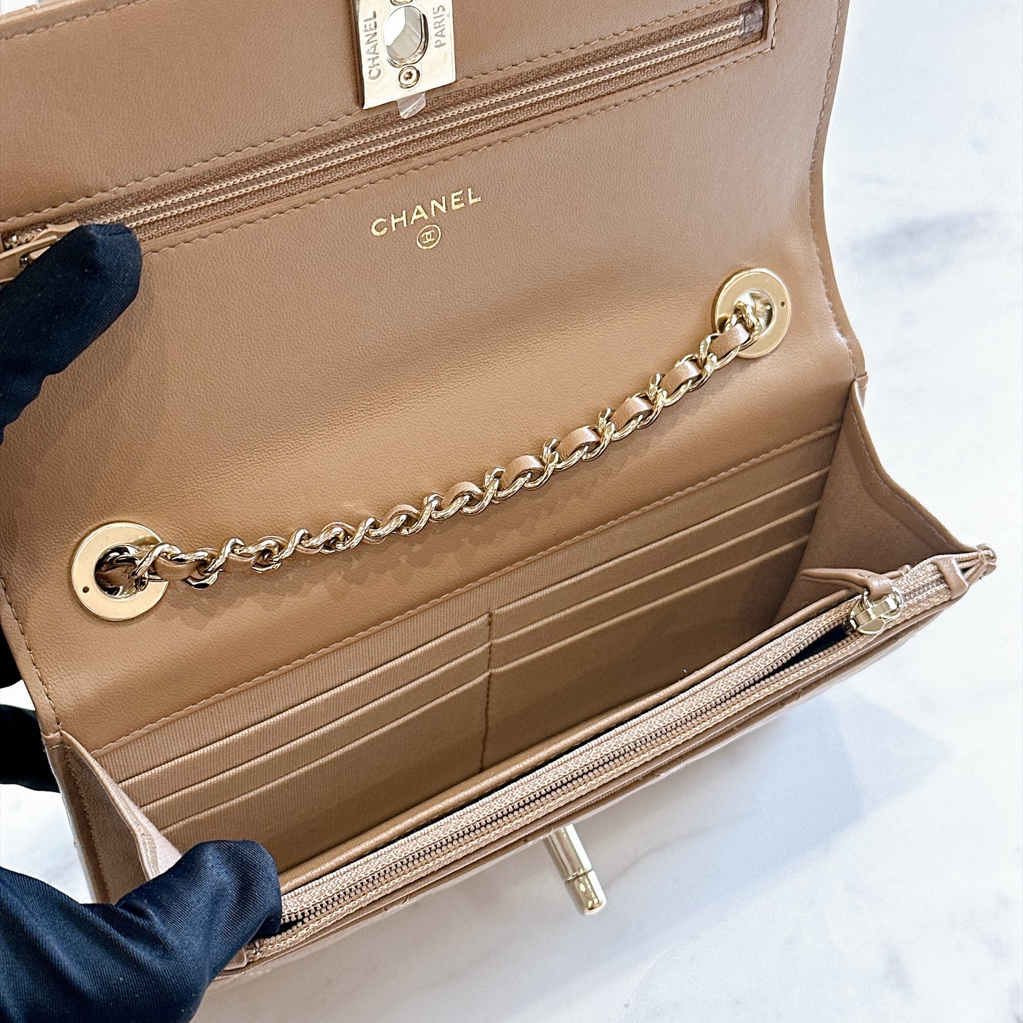 Chanel Trendy CC Wallet On Chain in Beige