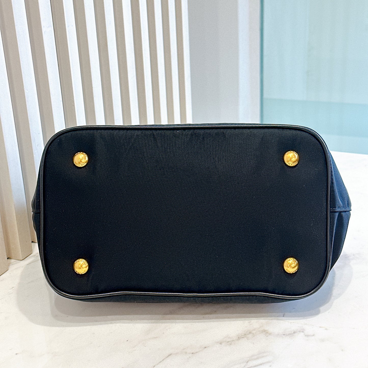 Prada Black Nylon and Leather Tote Bag