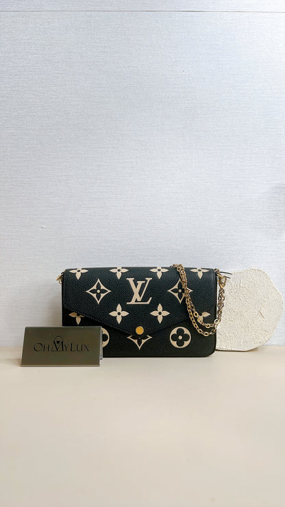 LV Bicolour Felicie Pochette in Black/Creme