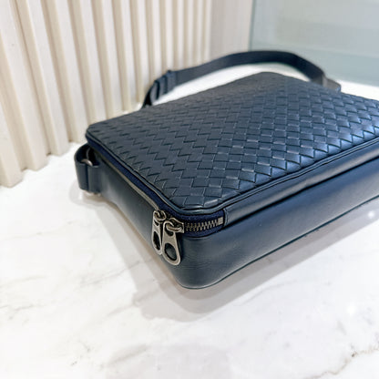 Bottega Veneta Interecciato Crossbody Bag in Blue