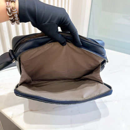 Bottega Veneta Interecciato Crossbody Bag in Blue