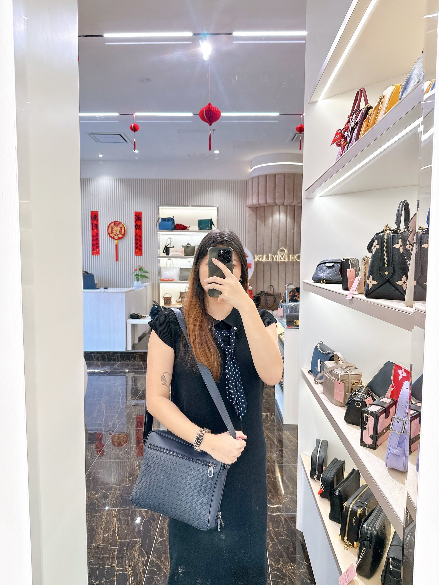Bottega Veneta Interecciato Crossbody Bag in Blue