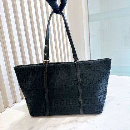 Fendi Black Zucchino Print Canvas Superstar Mini Shopping Tote
