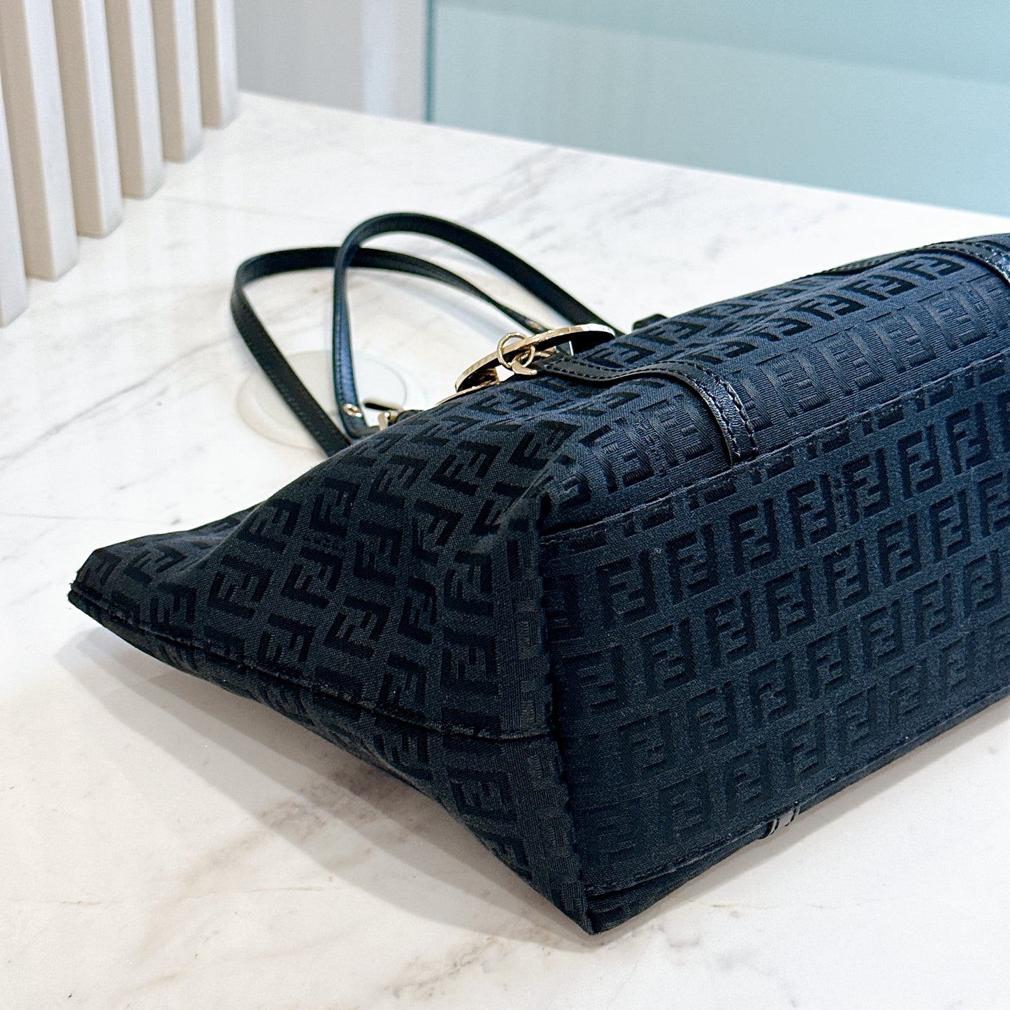 Fendi Black Zucchino Print Canvas Superstar Mini Shopping Tote