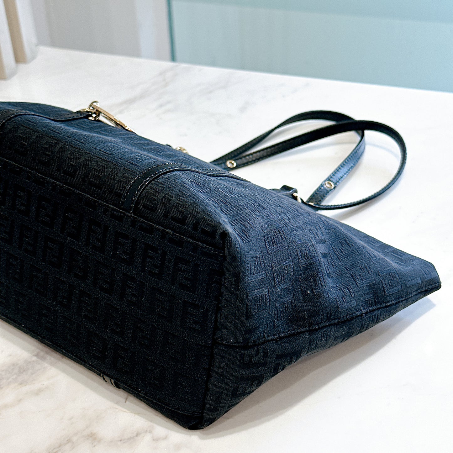 Fendi Black Zucchino Print Canvas Superstar Mini Shopping Tote