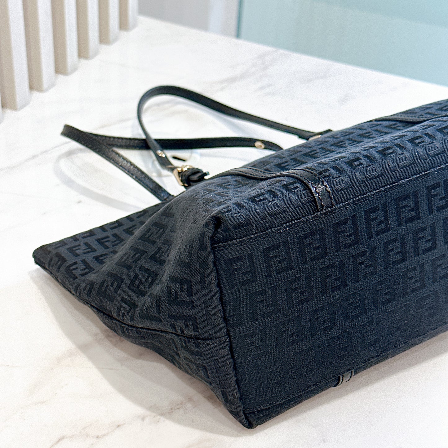 Fendi Black Zucchino Print Canvas Superstar Mini Shopping Tote