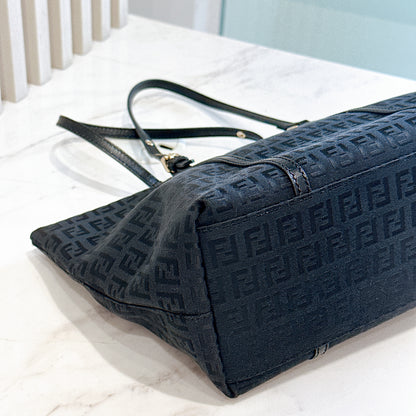 Fendi Black Zucchino Print Canvas Superstar Mini Shopping Tote